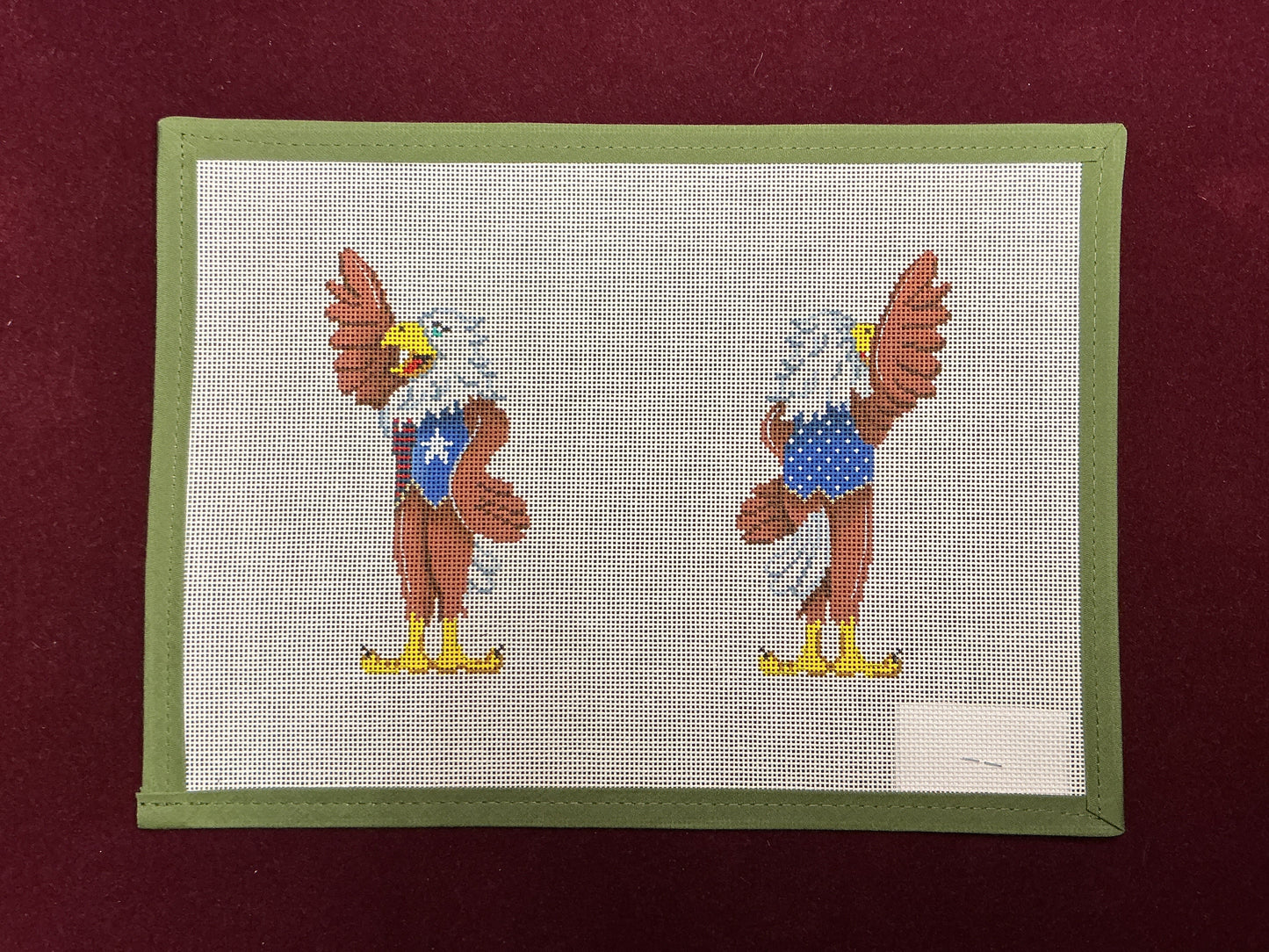 2-sided Bald Eagle-Needlepoint Canvas-Patti Mann-The Pepper Pot Barrington, IL
