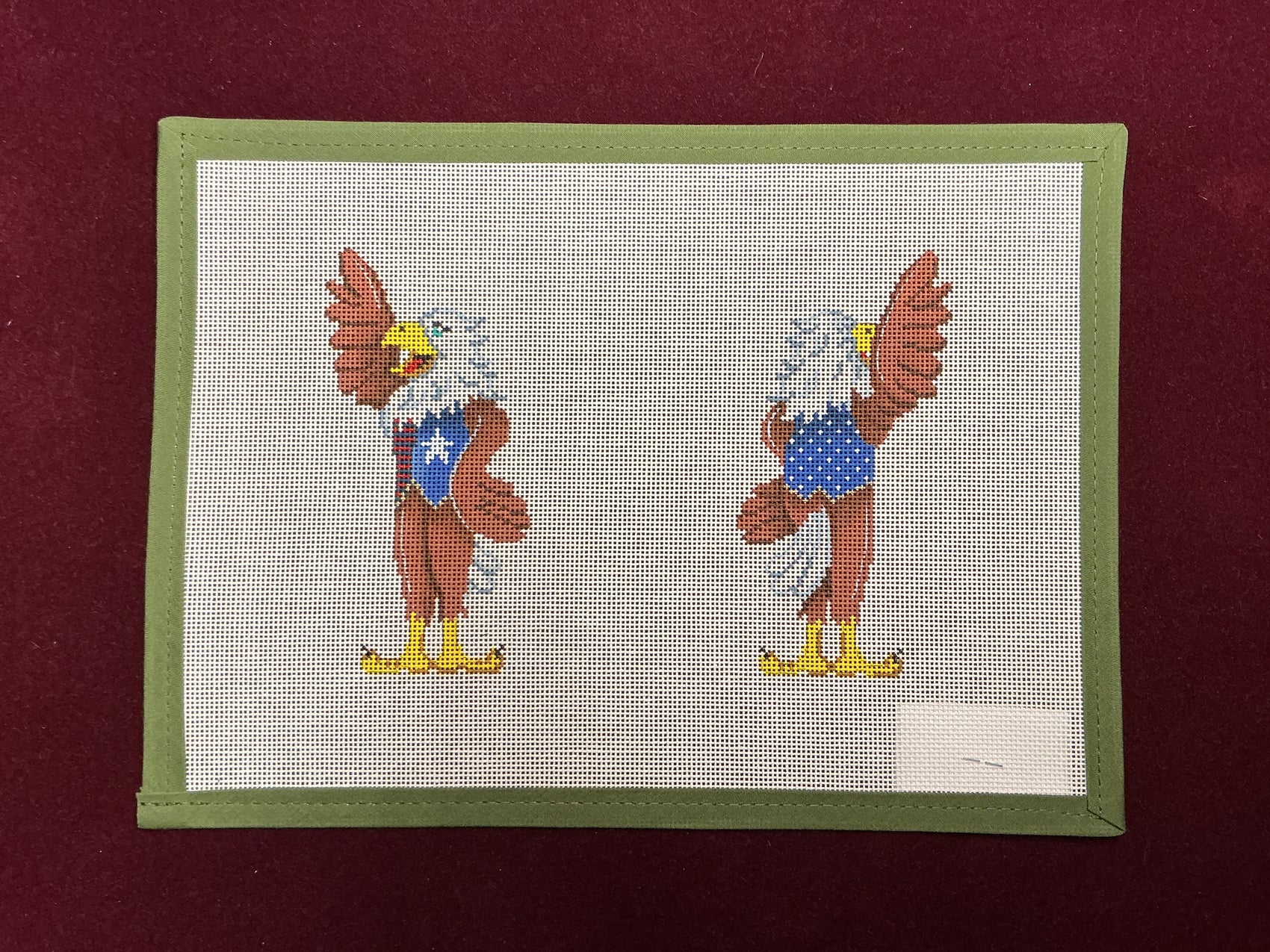 2-sided Bald Eagle-Needlepoint Canvas-Patti Mann-The Pepper Pot Barrington, IL