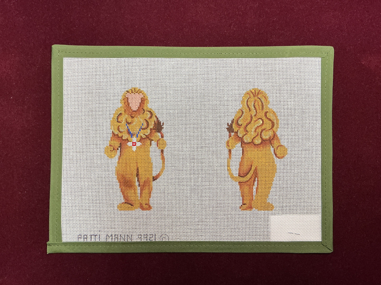2-sided Cowardly Lion-Needlepoint Canvas-Patti Mann-The Pepper Pot Barrington, IL