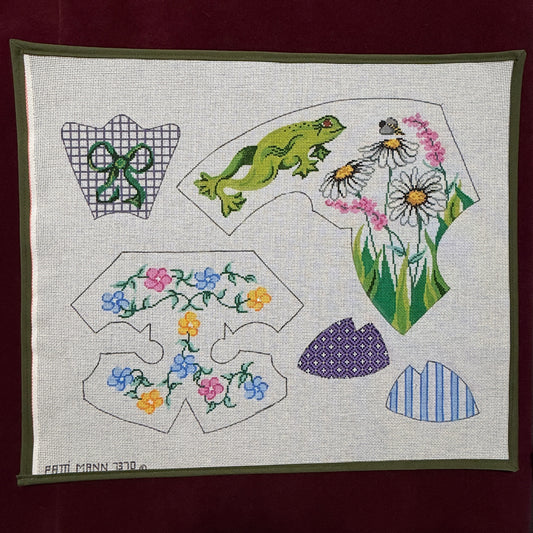 3-D Frog with Hummingbird "Austin"-Needlepoint Canvas-Patti Mann-The Pepper Pot Barrington, IL