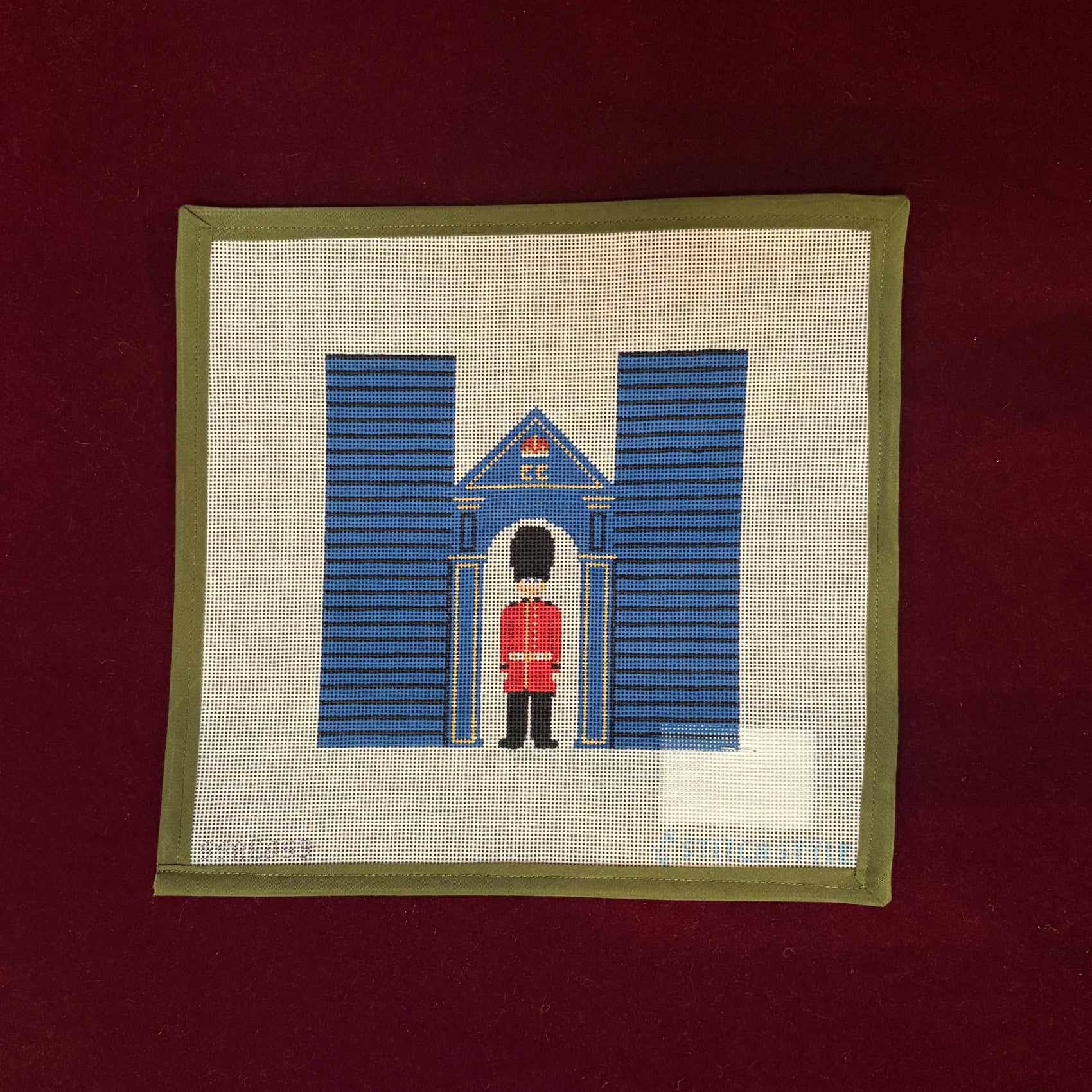 3D London Guard Sentry Box-Canvas-Stitch Style Needlepoint-The Pepper Pot