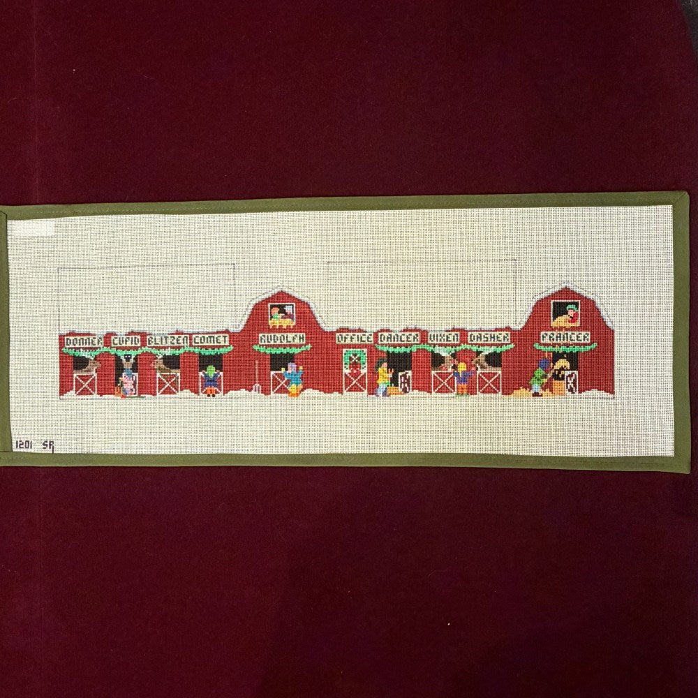 3D Santa's Village Reindeer Barn-Needlepoint Canvas-Susan Roberts-The Pepper Pot Barrington, IL