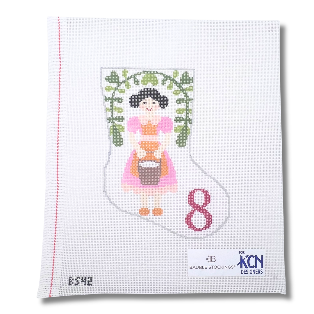 8 Maids a Milking August Trunk Show-Needlepoint Canvas-KCN Designers-The Pepper Pot Barrington, IL