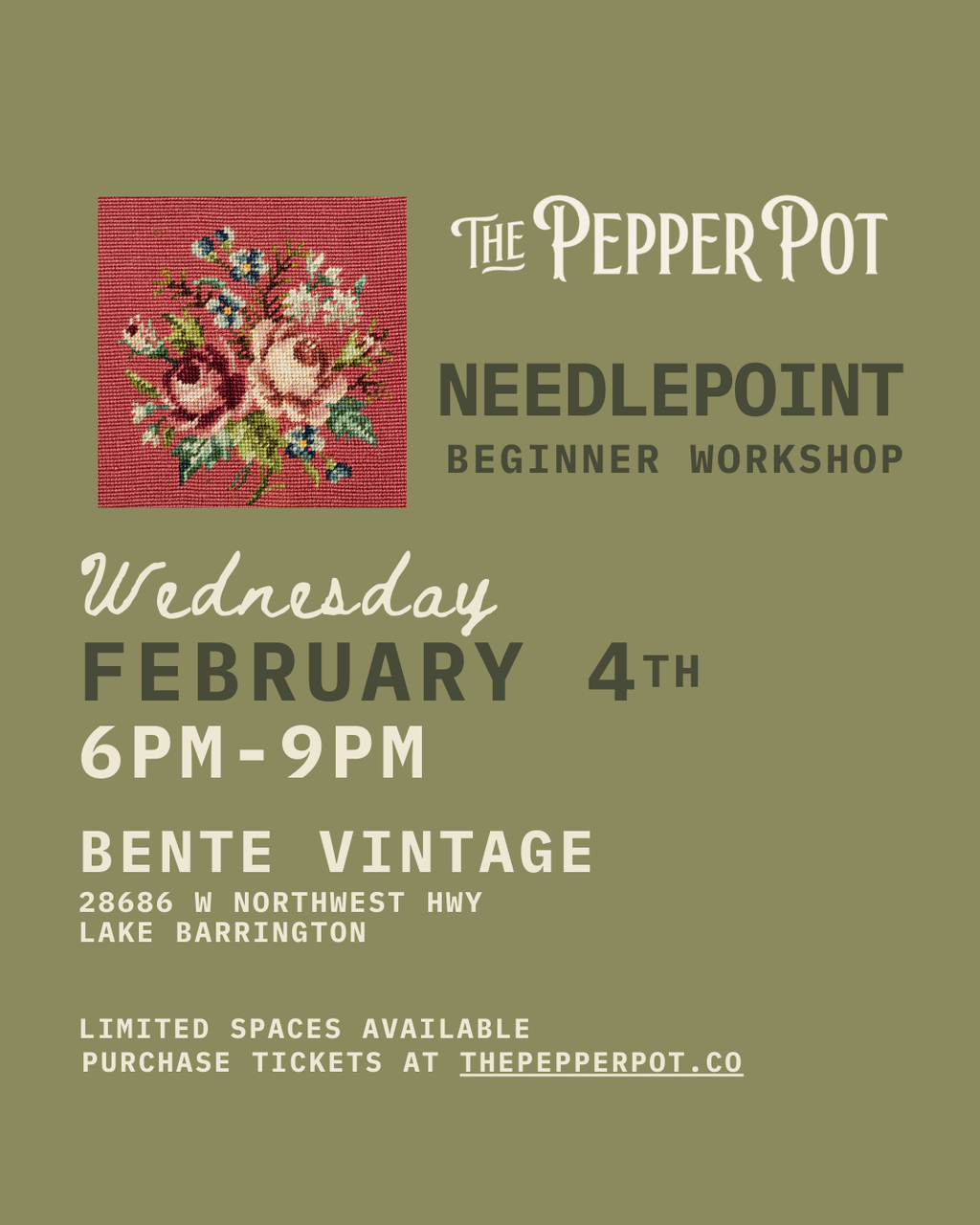 Learn to Needlepoint @ Bente Vintage