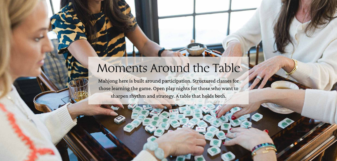 Moments around the table. Mahjong here is built around participation. Structured classes for those learning the game. Open play nights for those who want to sharpen rhythm and strategy. A table that holds both.