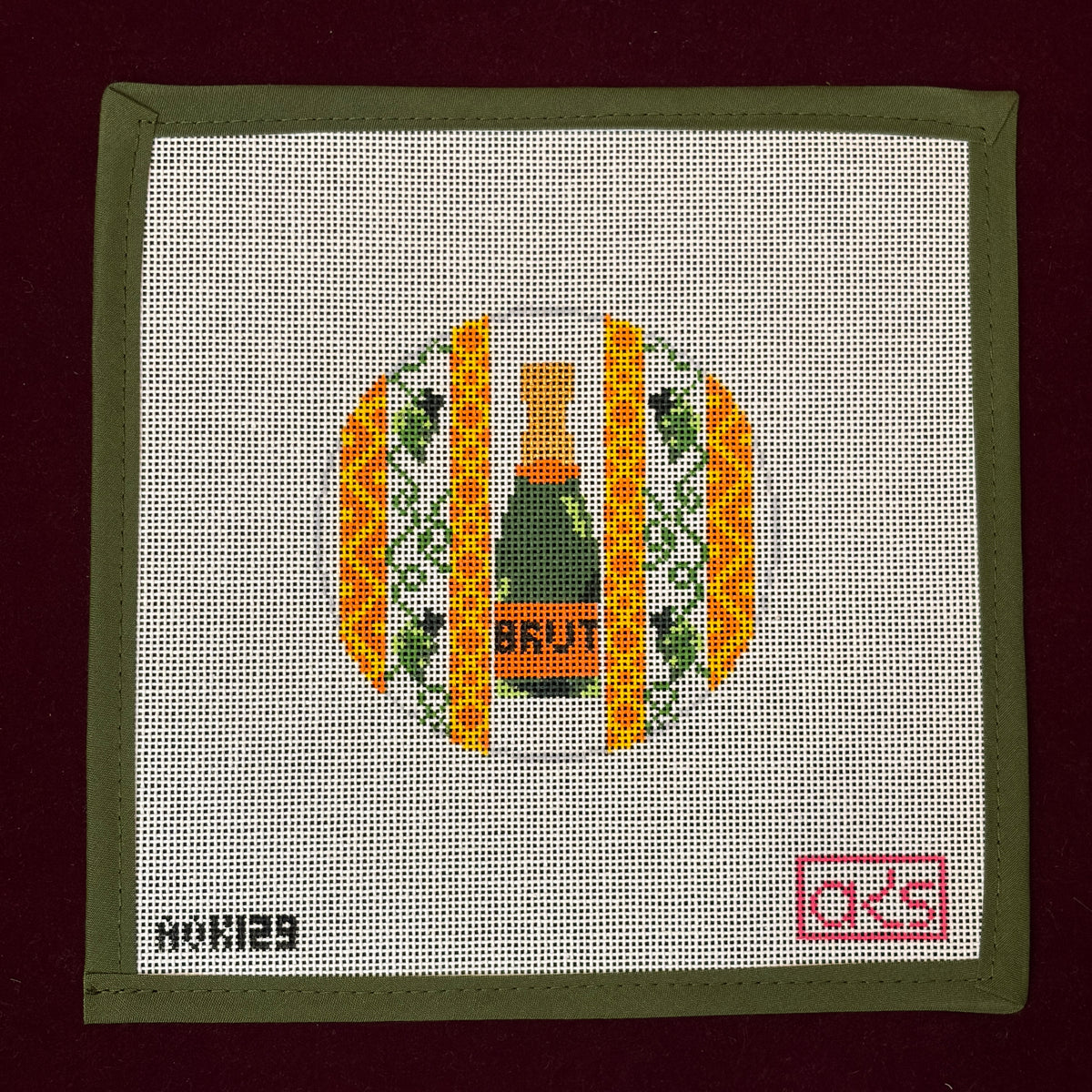 A Bottle of Champagne Coaster-Needlepoint Canvas-Ann Kaye Studio-The Pepper Pot Barrington, IL