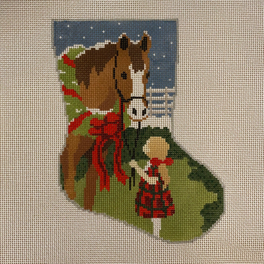 All I Want for Christmas Midsize Stocking Canvas - 13 Mesh August Trunk Show-Needlepoint Canvas-KCN Designers-The Pepper Pot Barrington, IL