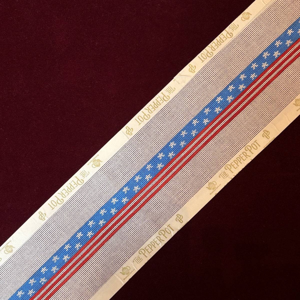 American Flag Pattern Belt-Needlepoint Canvas-Elm Tree-The Pepper Pot Barrington, IL