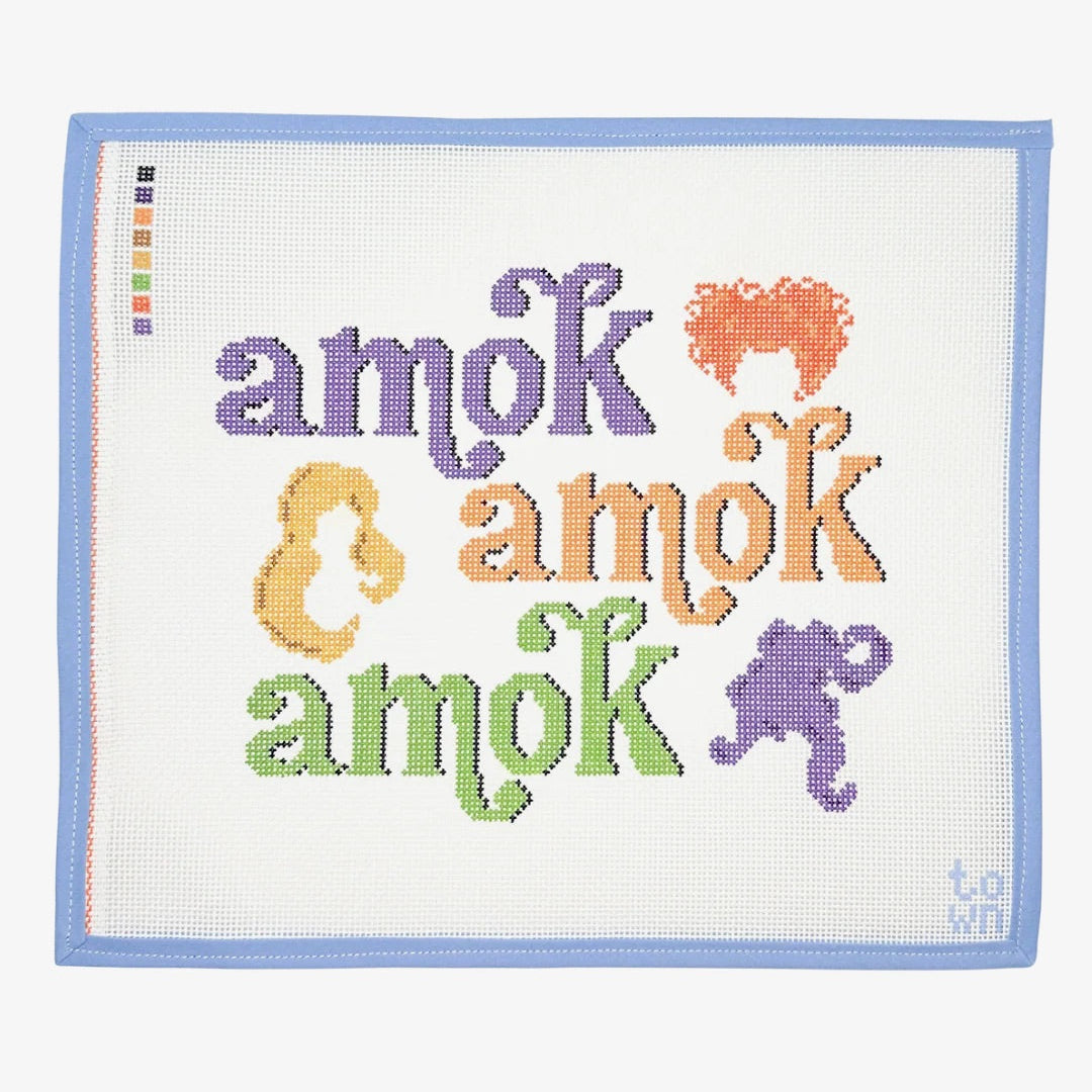 Amok Amok Amok, October Trunk Show-Needlepoint Canvas-Town Stitch-The Pepper Pot Barrington, IL
