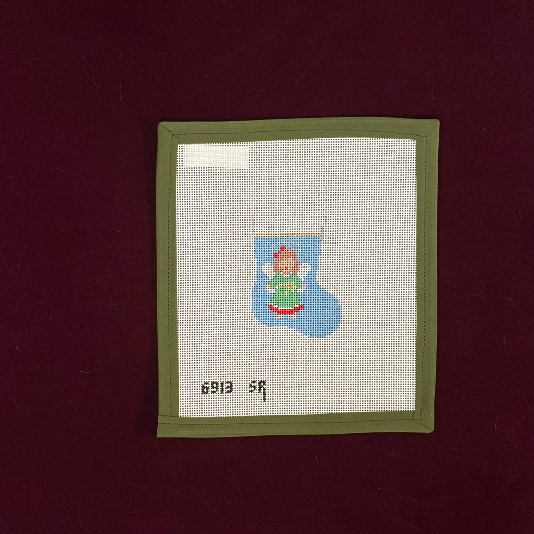Angel Stocking Ornament-Canvas-Susan Roberts Needlepoint-The Pepper Pot