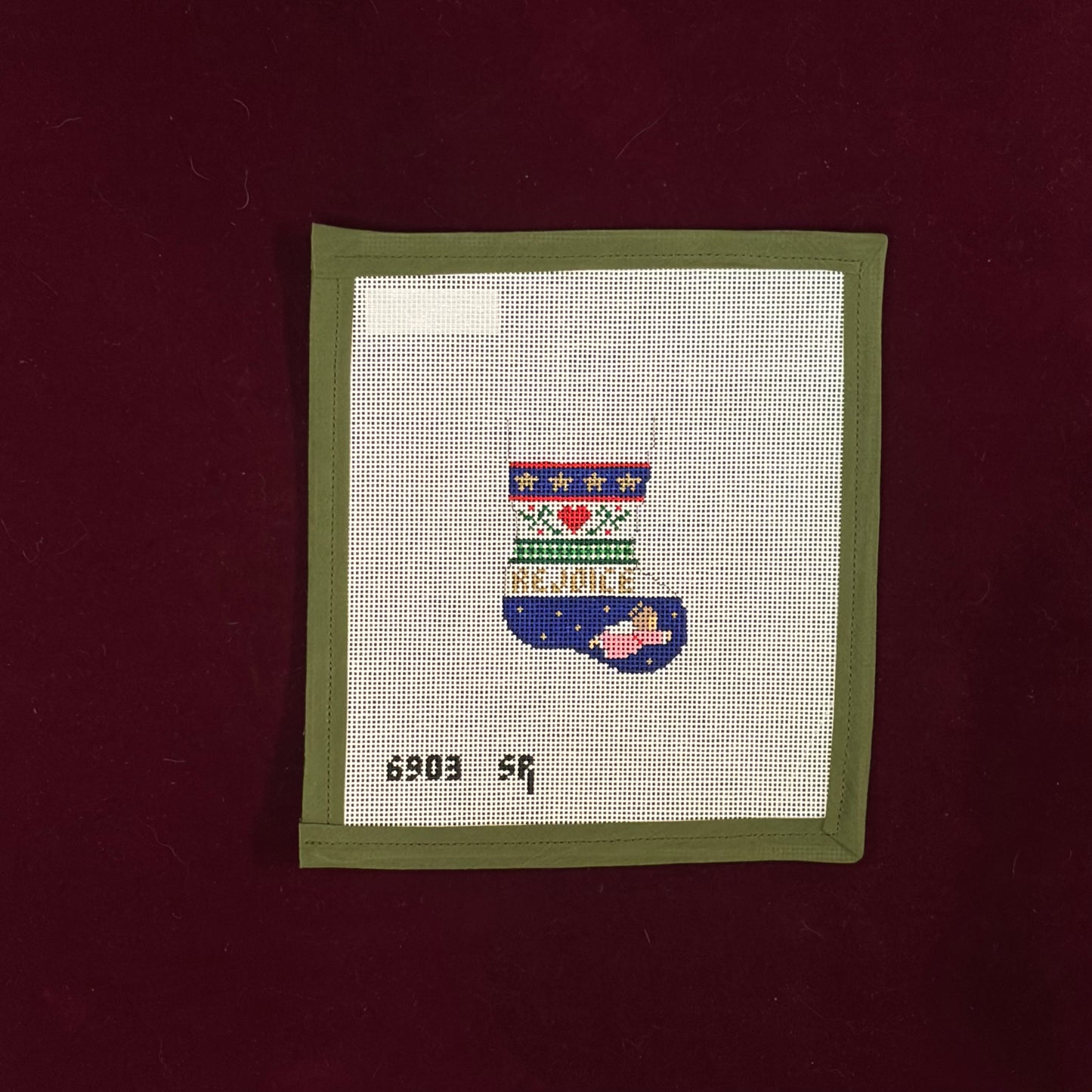 Angel Stripe Stocking Ornament-Canvas-Susan Roberts Needlepoint-The Pepper Pot