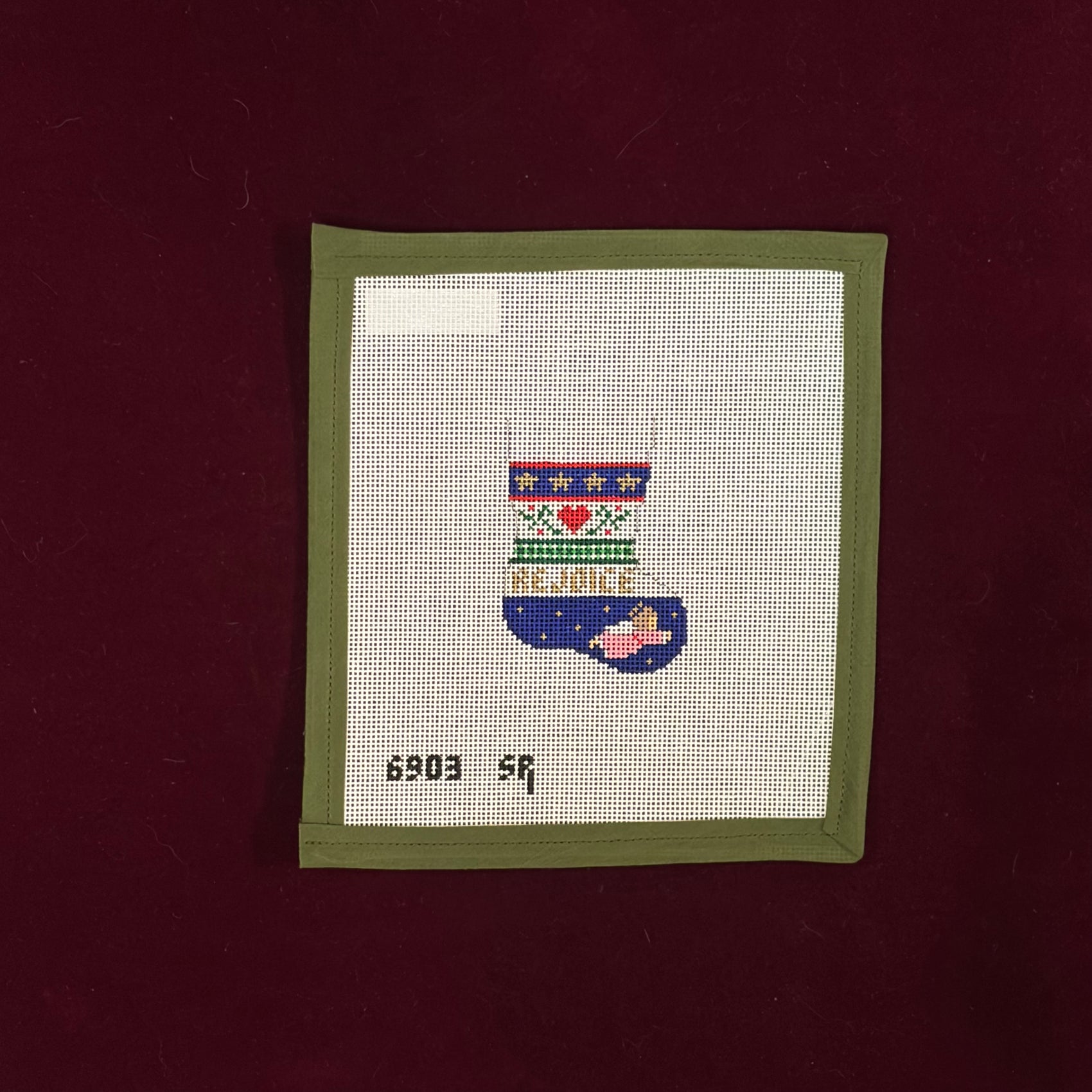 Angel Stripe Stocking Ornament-Canvas-Susan Roberts Needlepoint-The Pepper Pot