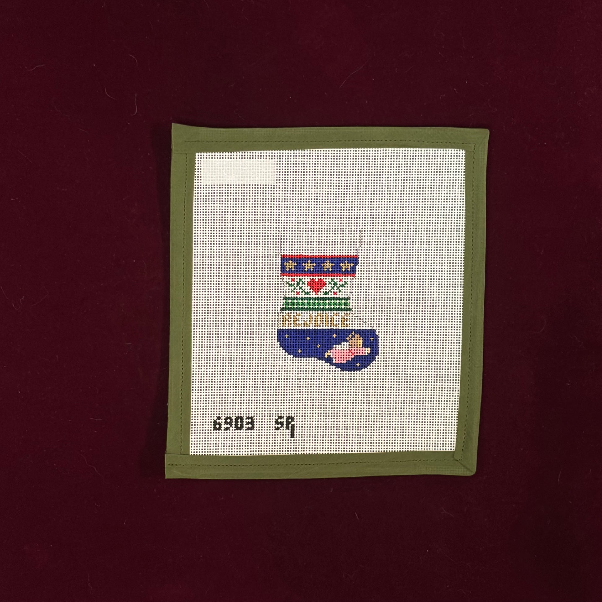 Angel Stripe Stocking Ornament-Canvas-Susan Roberts Needlepoint-The Pepper Pot