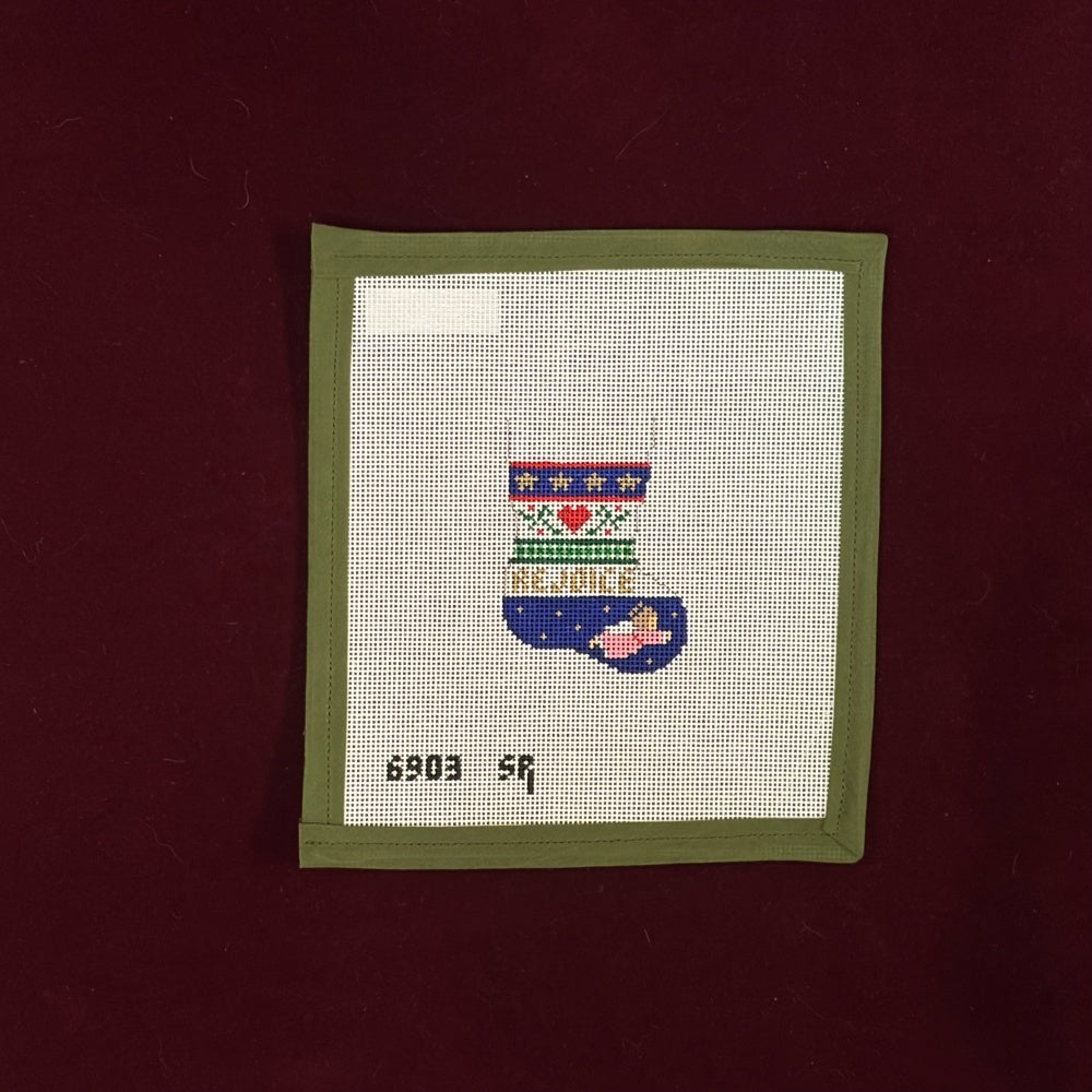 Angel Stripe Stocking Ornament-Needlepoint Canvas-Susan Roberts Needlepoint-The Pepper Pot Barrington, IL