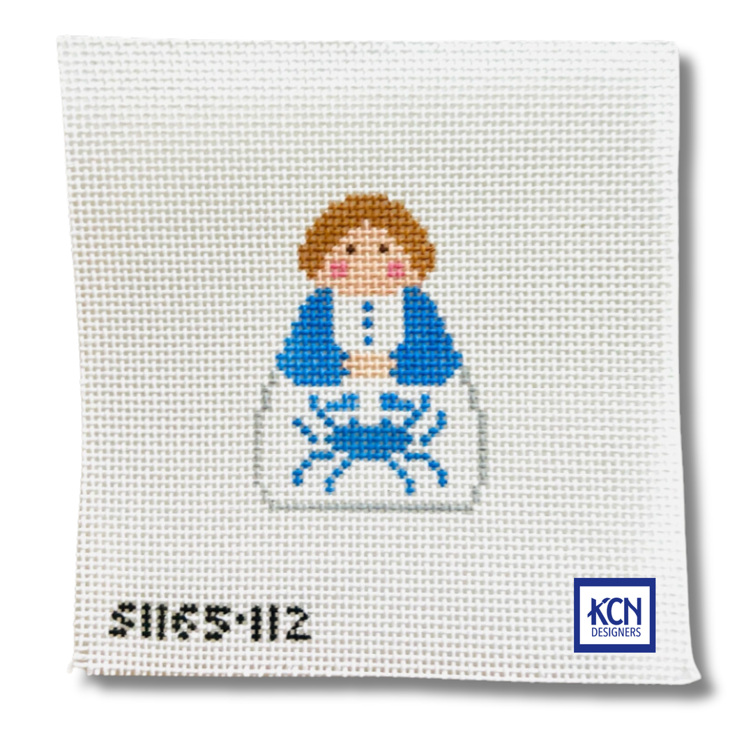 Angel with Crab August Trunk Show-Needlepoint Canvas-KCN Designers-The Pepper Pot Barrington, IL