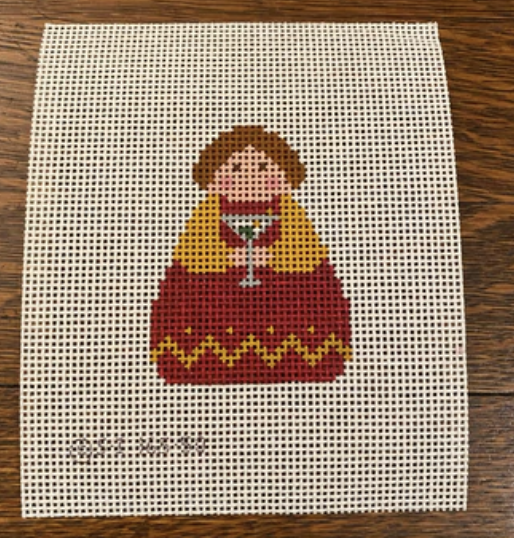 Angel with Martini August Trunk Show-Needlepoint Canvas-KCN Designers-The Pepper Pot Barrington, IL
