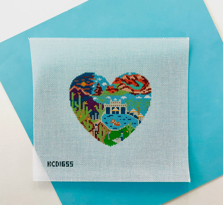 Arizona Heart August Trunk Show-Needlepoint Canvas-KCN Designers-The Pepper Pot Barrington, IL