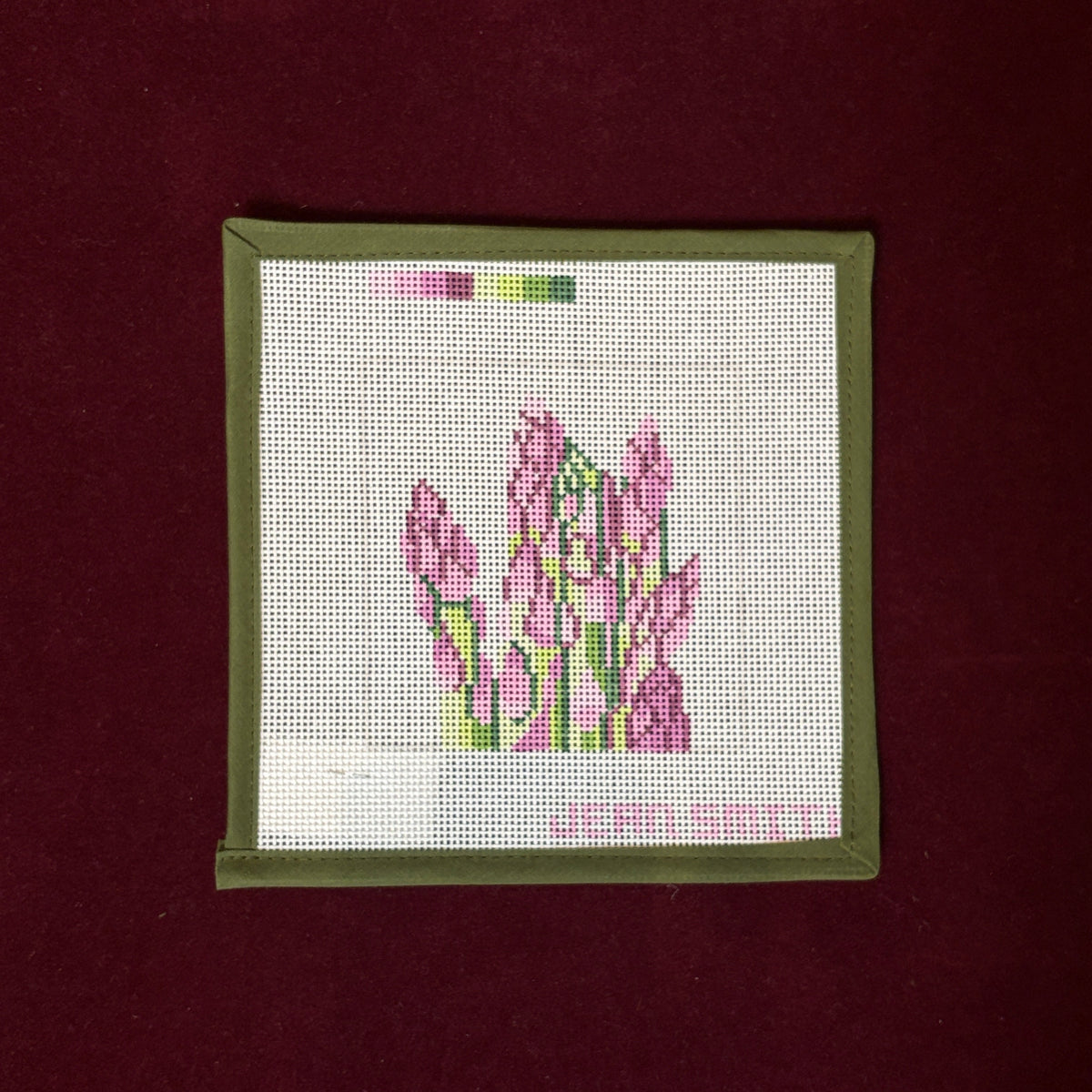Asparagus Coaster-Needlepoint Canvas-Jean Smith-The Pepper Pot Barrington, IL