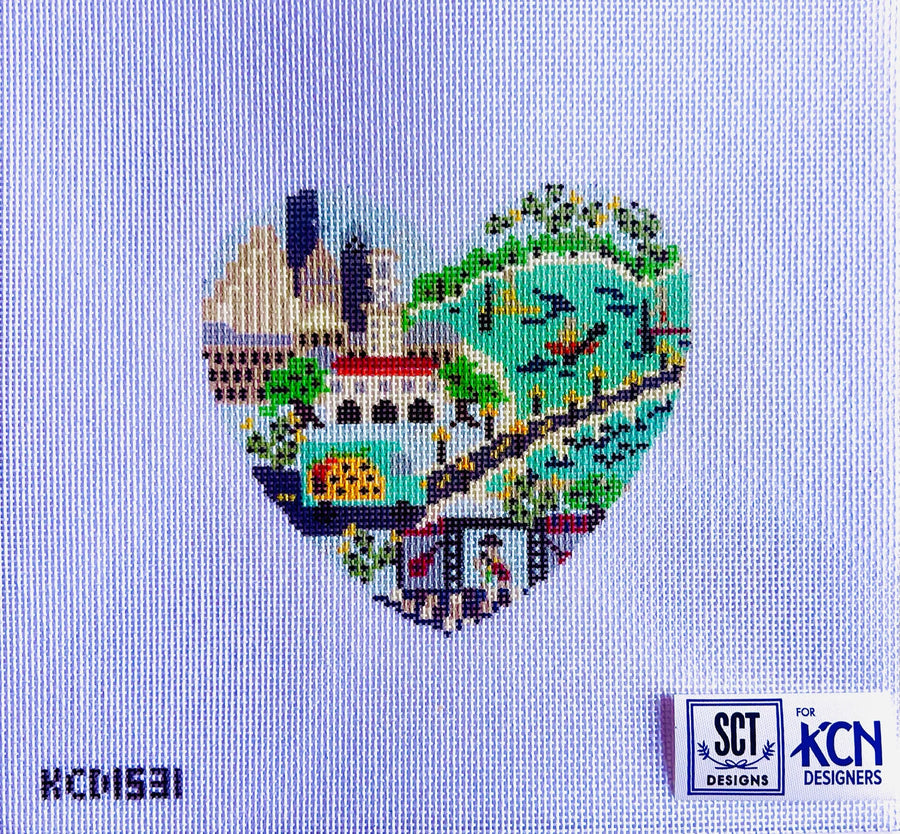 Austin Heart August Trunk Show-Needlepoint Canvas-KCN Designers-The Pepper Pot Barrington, IL