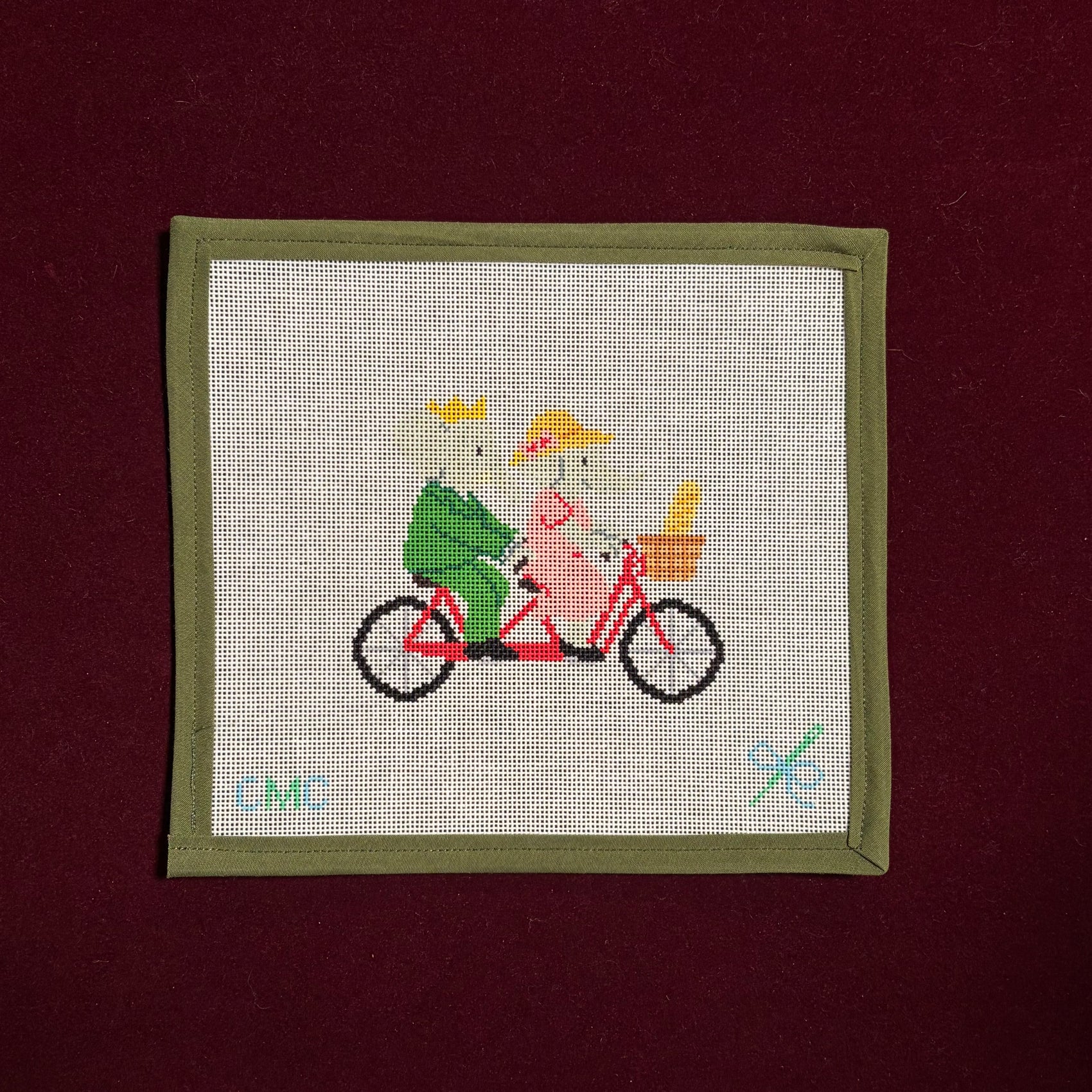 Babar & Celeste on Tandem Bike-Canvas-CMC Stitches-The Pepper Pot