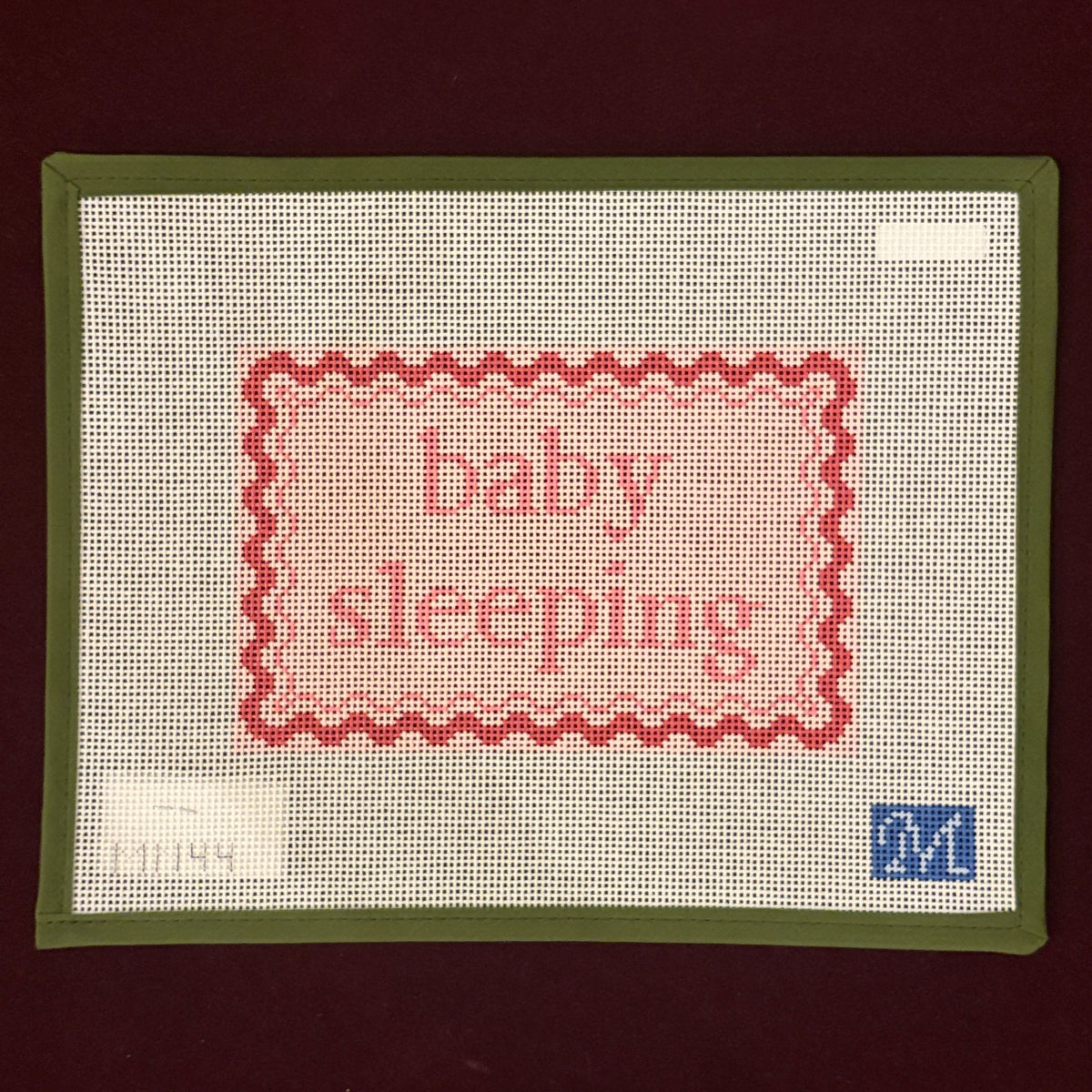 Baby Sleeping, Girl-Needlepoint Canvas-Maura Nolan Designs-The Pepper Pot Barrington, IL