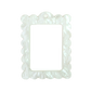 Bag Tag: Large Scallop Rectangle: Pearl White