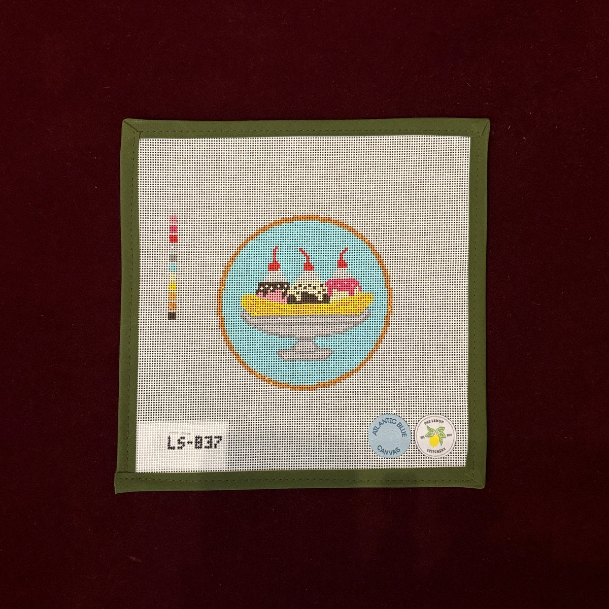 Banana Split-Needlepoint Canvas-Atlantic Blue Canvas-The Pepper Pot Barrington, IL