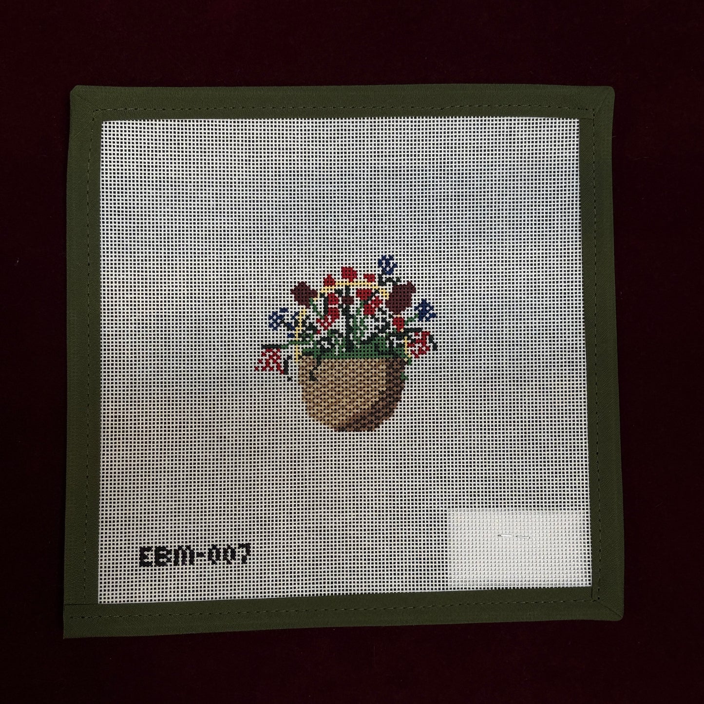 Basket with Flowers-Needlepoint Canvas-Corn & Cod Designs-The Pepper Pot Barrington, IL