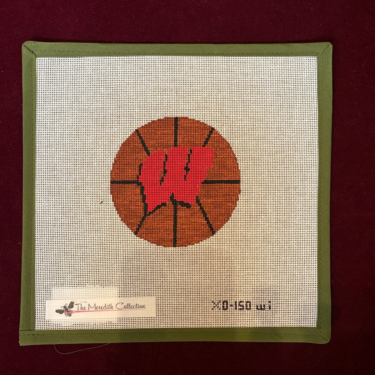 Basketball - University of Wisconsin-Needlepoint Canvas-The Meredith Collection-The Pepper Pot Barrington, IL