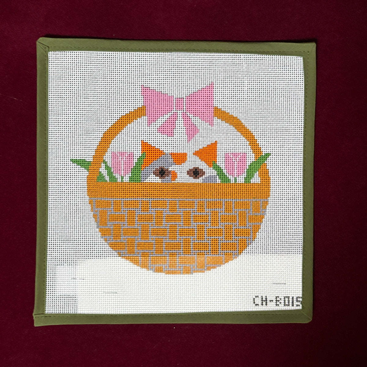 Baskit Kat-Needlepoint Canvas-The Meredith Collection-The Pepper Pot Barrington, IL