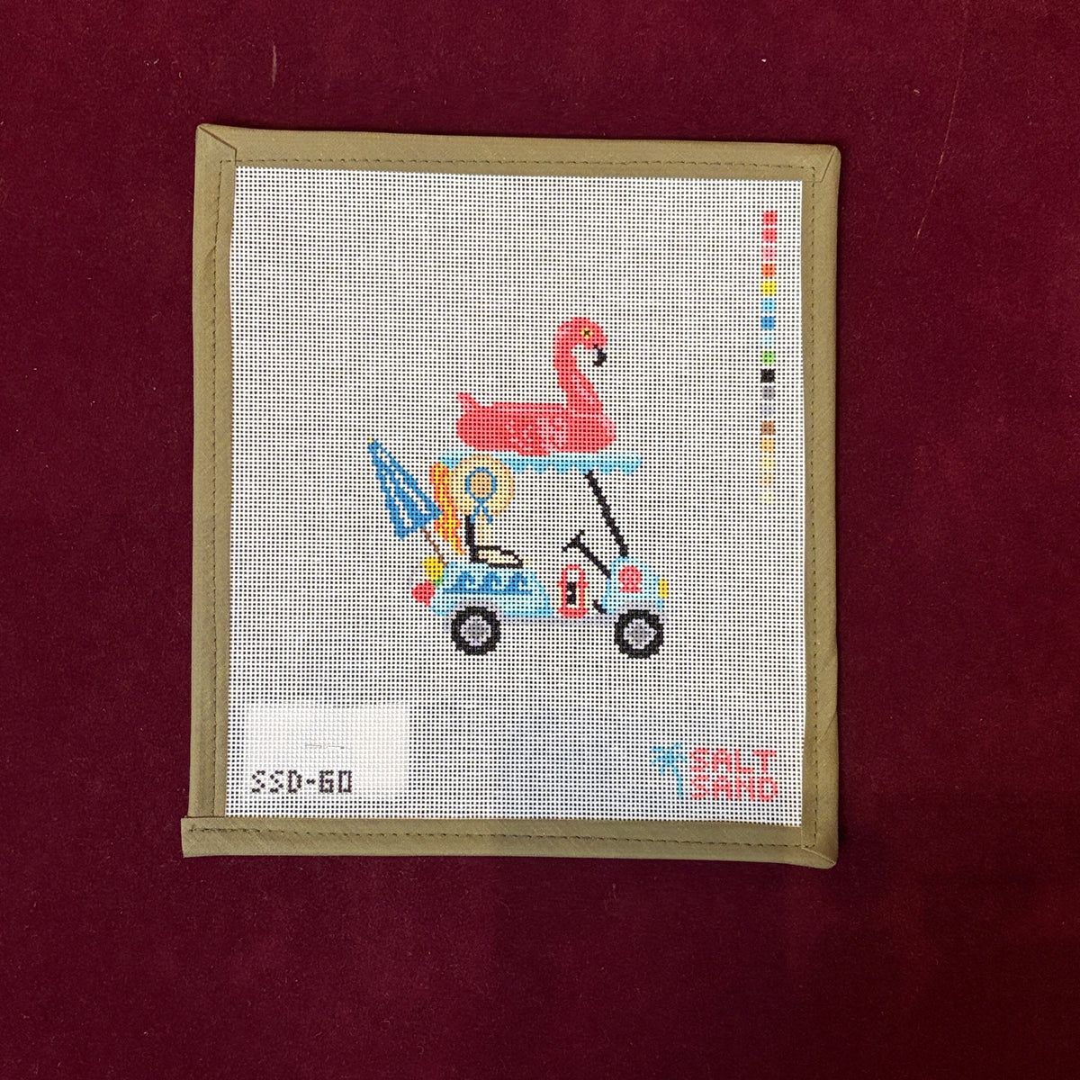 Beach Golf Cart-Needlepoint Canvas-Salt + Sand Designs-The Pepper Pot Barrington, IL
