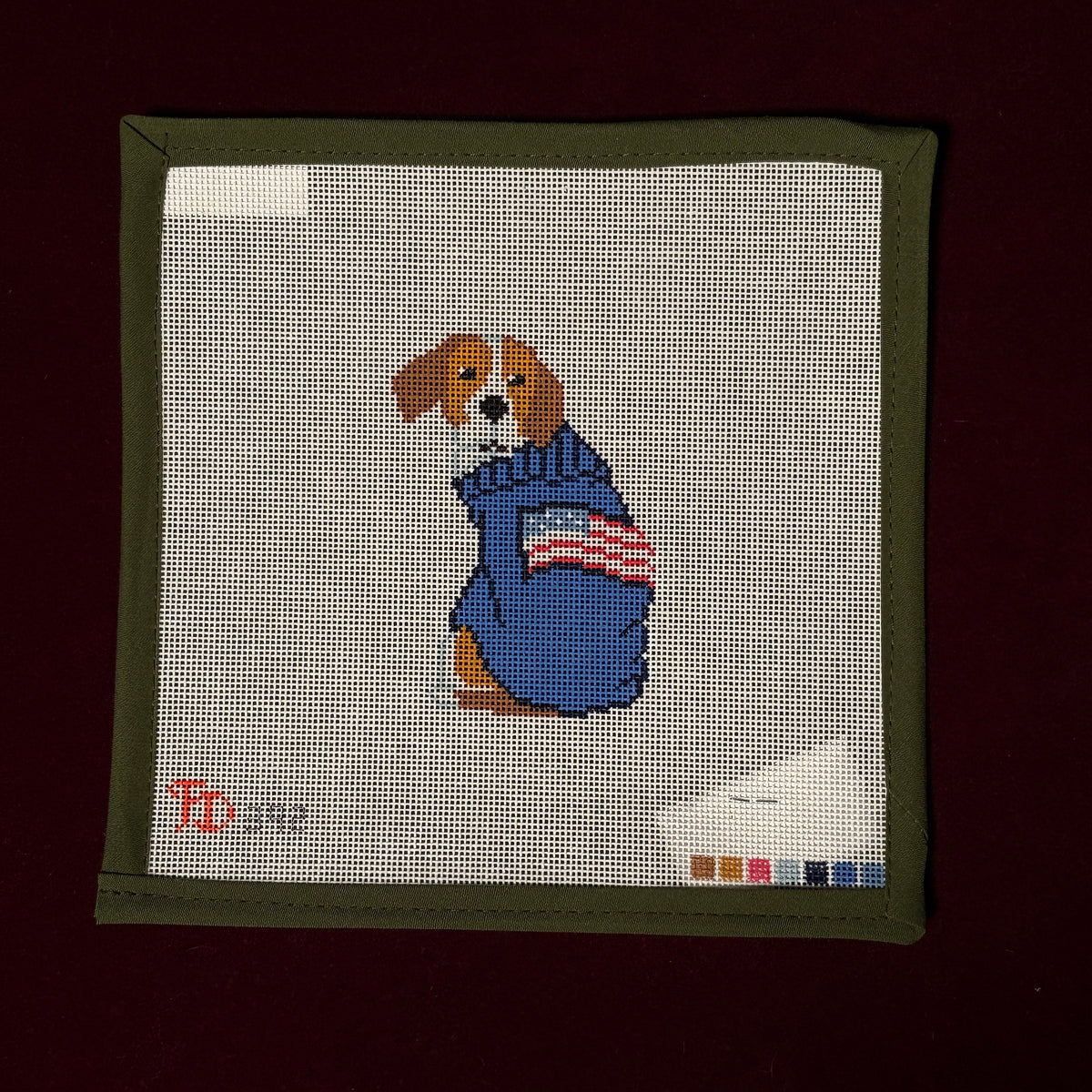 Beagle in US Flag Sweater-Needlepoint Canvas-The Collection Designs-The Pepper Pot Barrington, IL