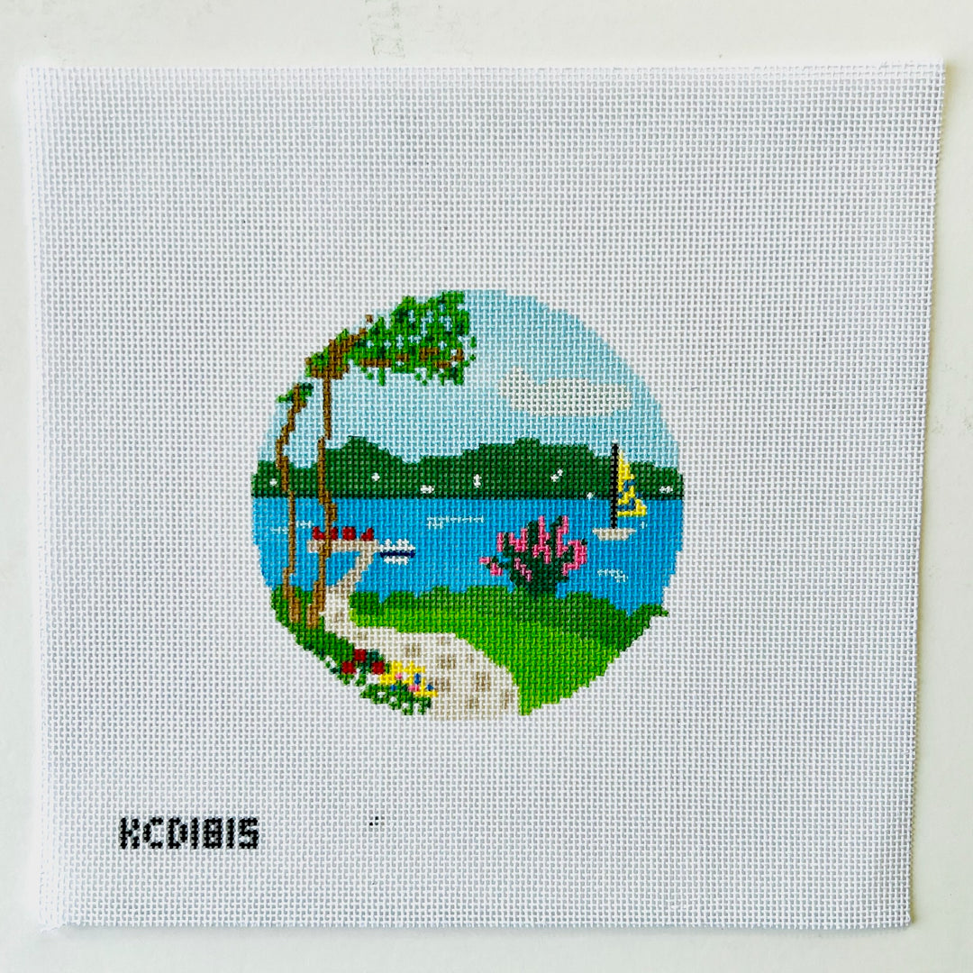 Bear Lodge Round August Trunk Show-Needlepoint Canvas-KCN Designers-The Pepper Pot Barrington, IL