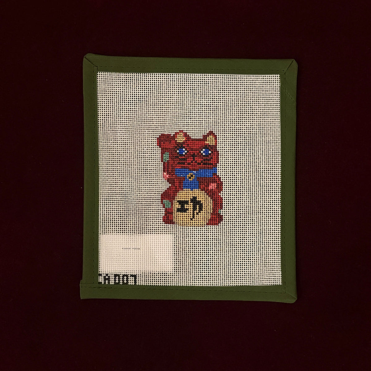 Beckoning Cat-Needlepoint Canvas-JL Canvas Company-The Pepper Pot Barrington, IL