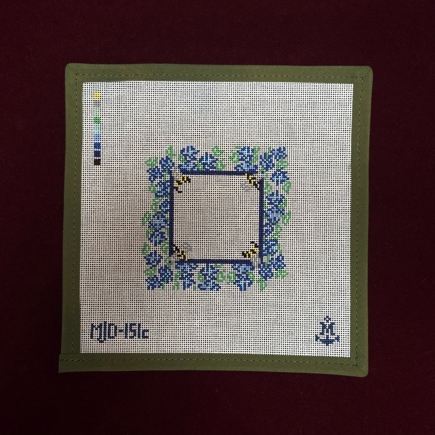 Bee's Knees Coaster- Monogram-Needlepoint Canvas-Morgan Julia Designs-The Pepper Pot Barrington, IL