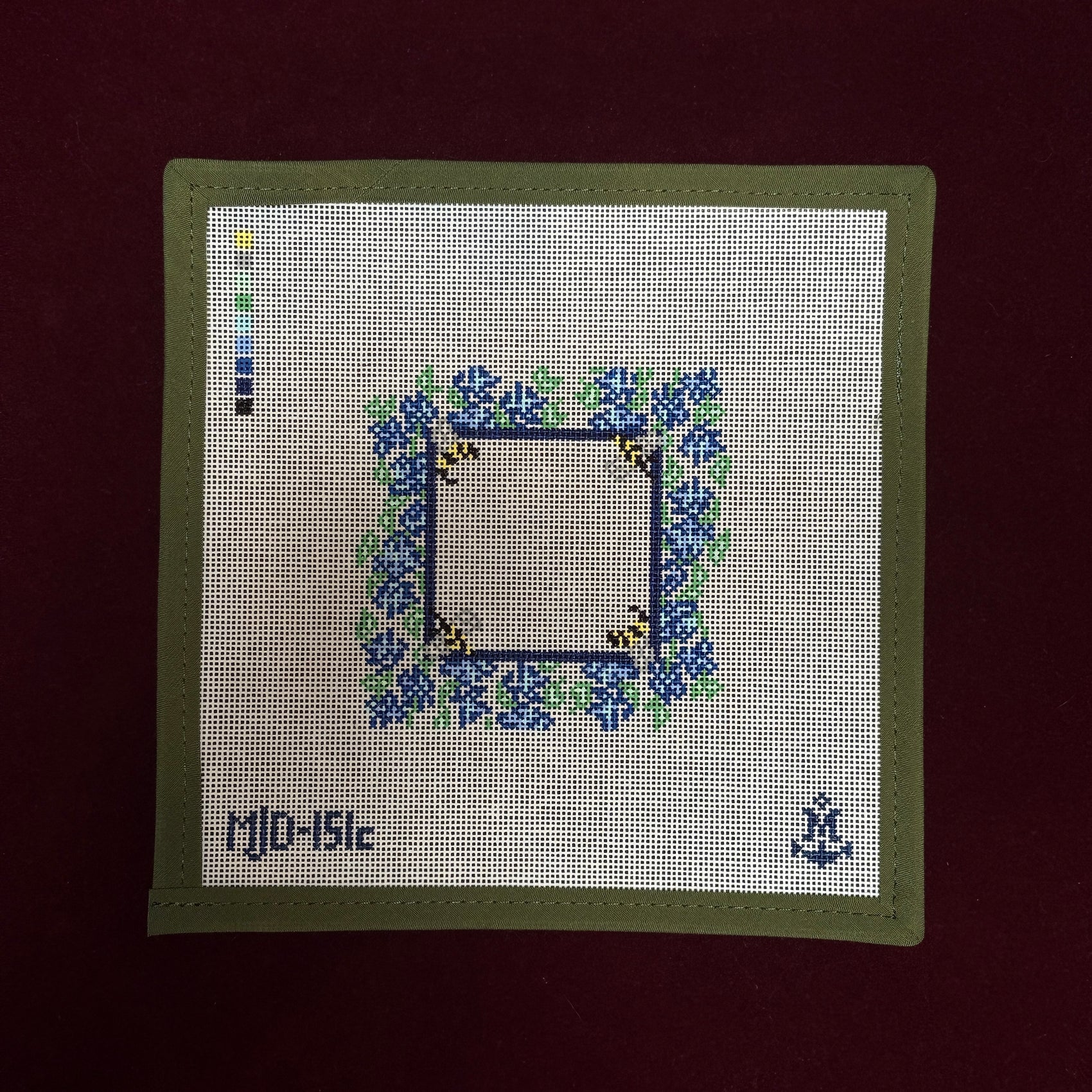 Bee's Knees Coaster- Monogram-Needlepoint Canvas-Morgan Julia Designs-The Pepper Pot Barrington, IL
