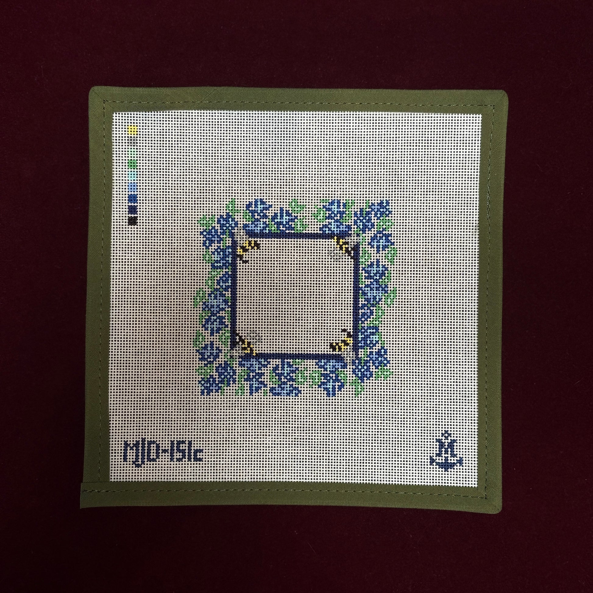 Bee's Knees Coaster- Monogram-Needlepoint Canvas-Morgan Julia Designs-The Pepper Pot Barrington, IL