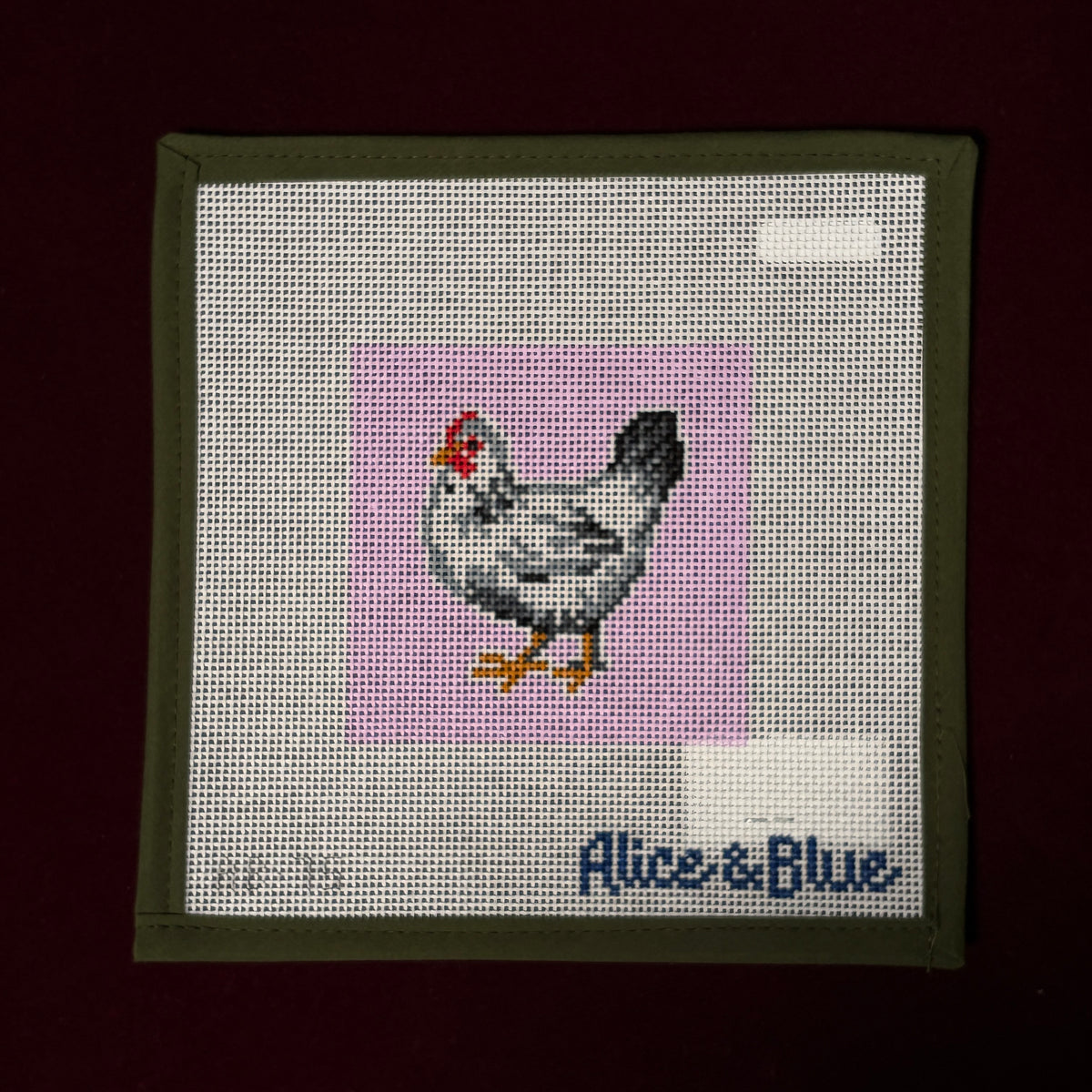 Benedict Leghorn Chicken Coaster-Needlepoint Canvas-Alice & Blue-The Pepper Pot Barrington, IL