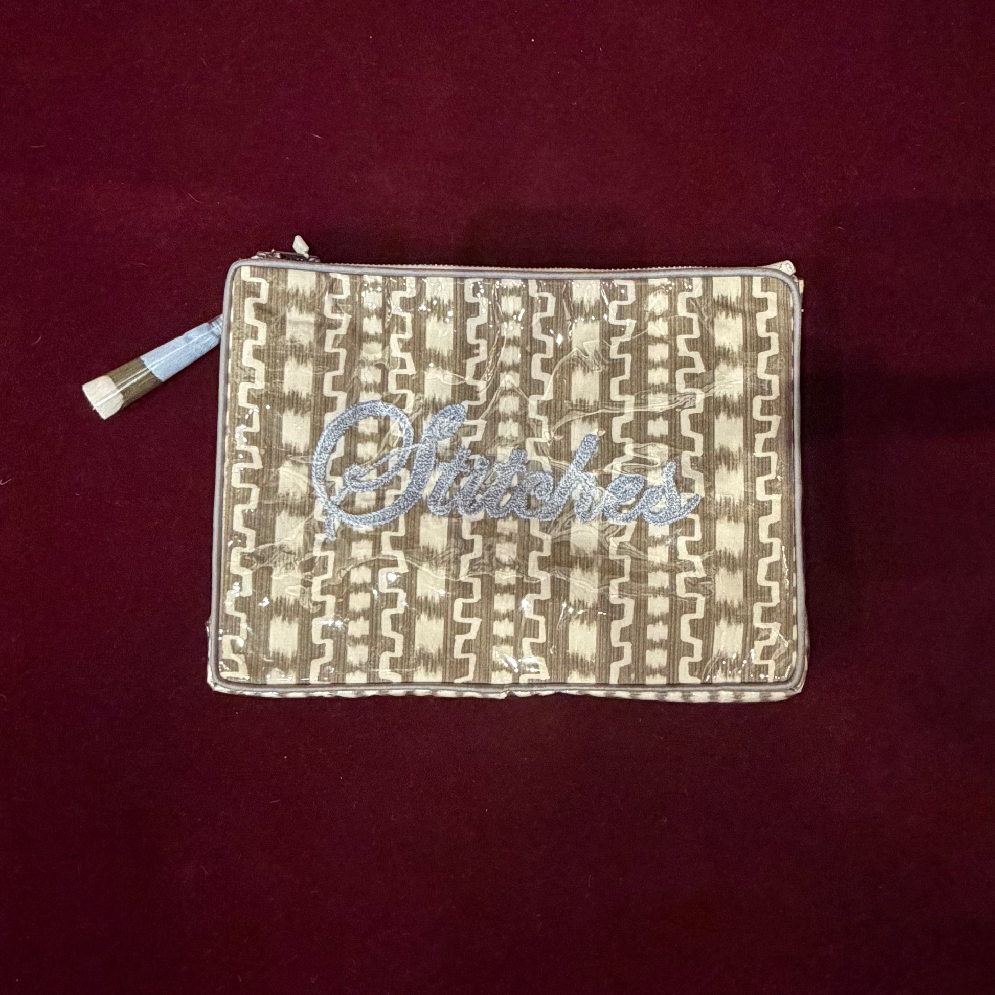 Beth Ladd Project Bags-Bags-Beth Ladd-Olivewood Ikat OG "Stitches" in Script Font-The Pepper Pot