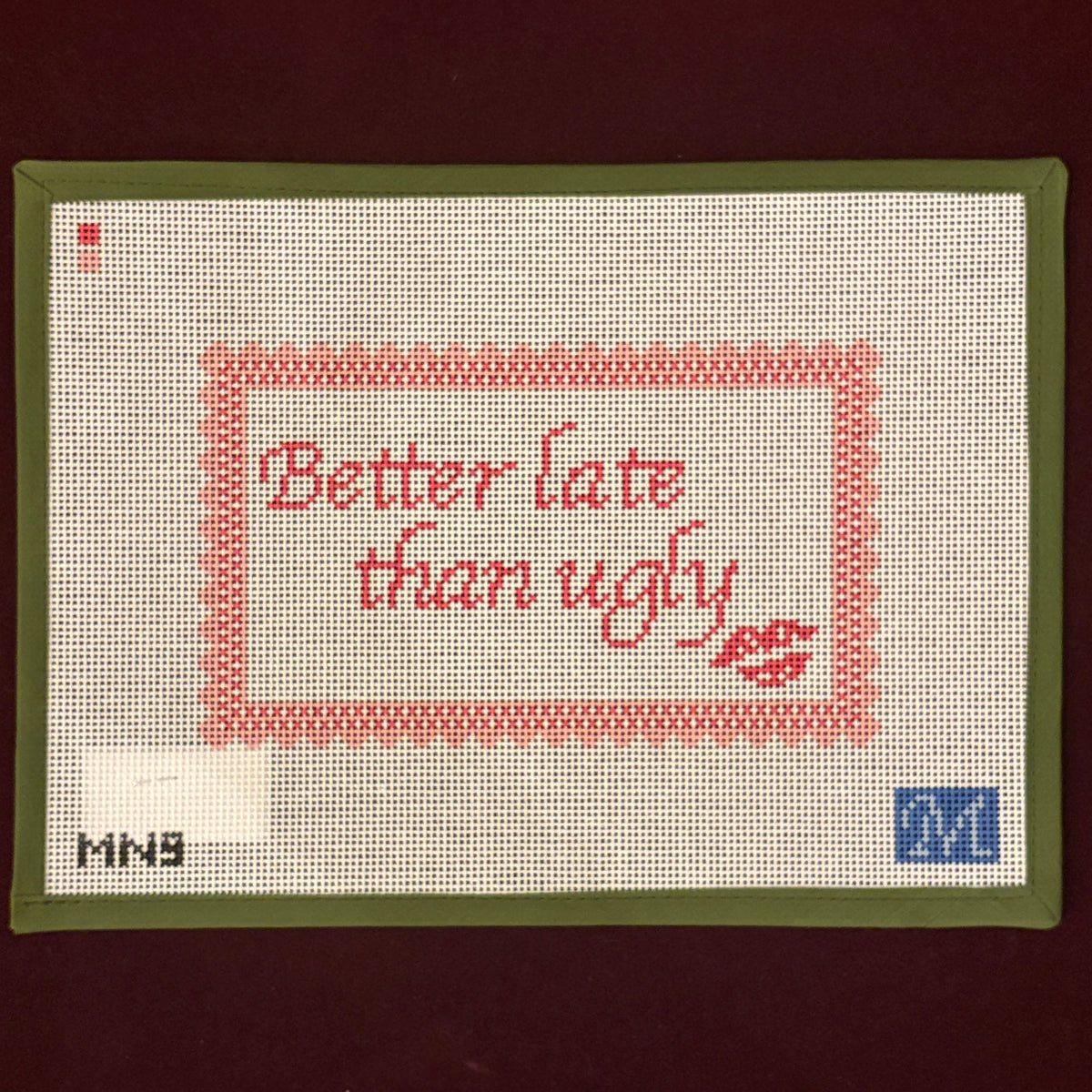 Better Late-Needlepoint Canvas-Maura Nolan Designs-The Pepper Pot Barrington, IL