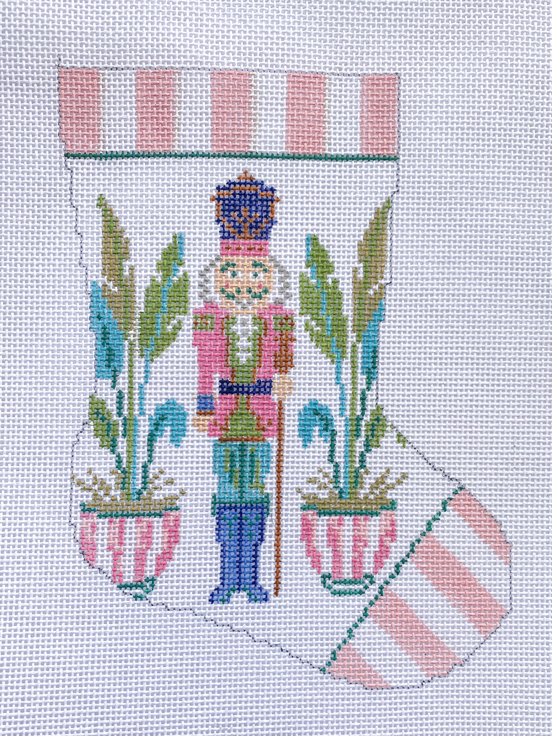 Beverly Hills Nutcrakcer Ornament Sized Stocking Canvas August Trunk Show-Needlepoint Canvas-KCN Designers-The Pepper Pot Barrington, IL