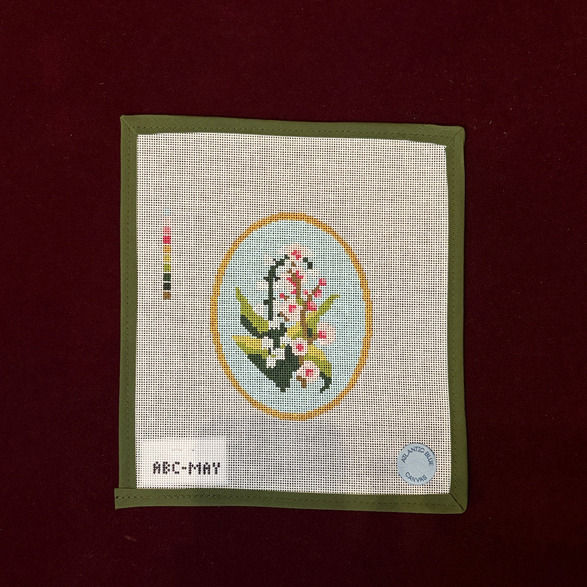 Birth Flowers - May-Needlepoint Canvas-Atlantic Blue Canvas-The Pepper Pot Barrington, IL