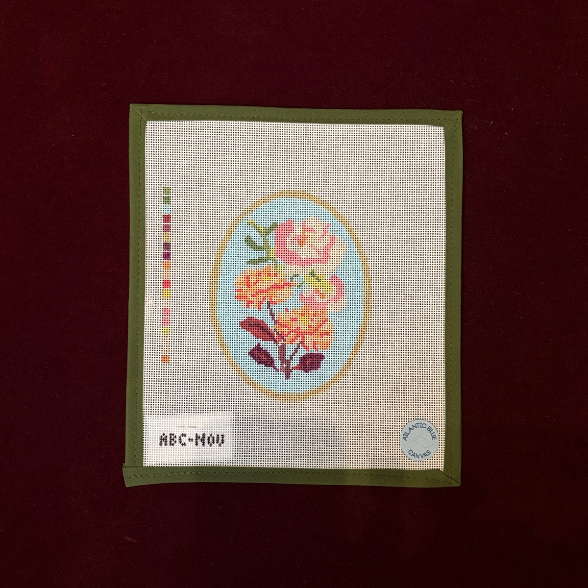 Birth Flowers: November-Needlepoint Canvas-Atlantic Blue Canvas-The Pepper Pot Barrington, IL