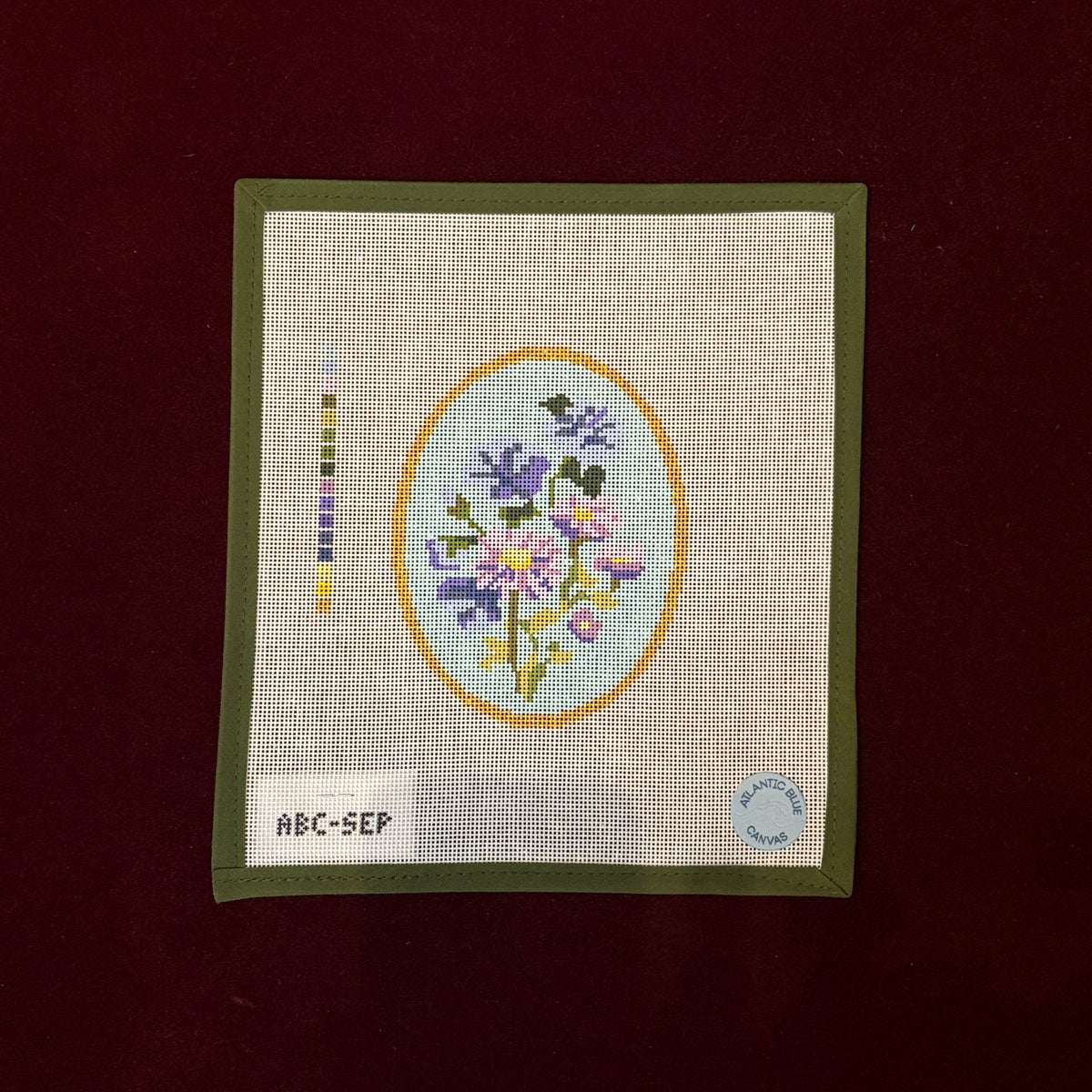 Birth Flowers: September-Needlepoint Canvas-Atlantic Blue Canvas-The Pepper Pot Barrington, IL