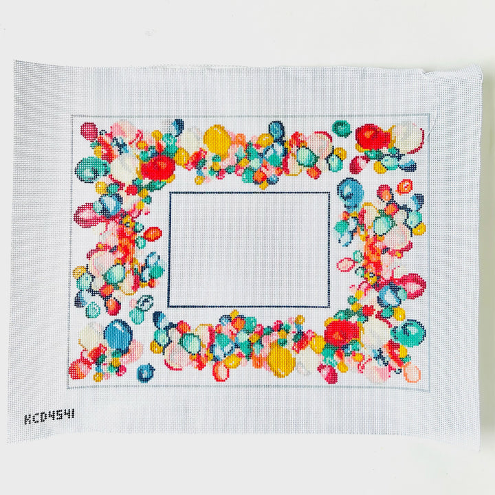 Birthday Balloosn Pillow/Picture Frame August Trunk Show-Needlepoint Canvas-KCN Designers-The Pepper Pot Barrington, IL