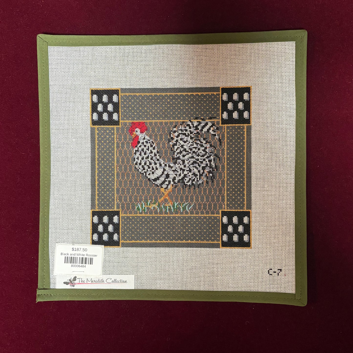 Black and White Rooster-Canvas-The Meredith Collection-The Pepper Pot