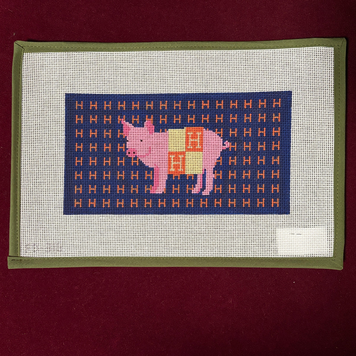 Blanket Pig on H Pattern-Needlepoint Canvas-The Collection Designs-The Pepper Pot Barrington, IL