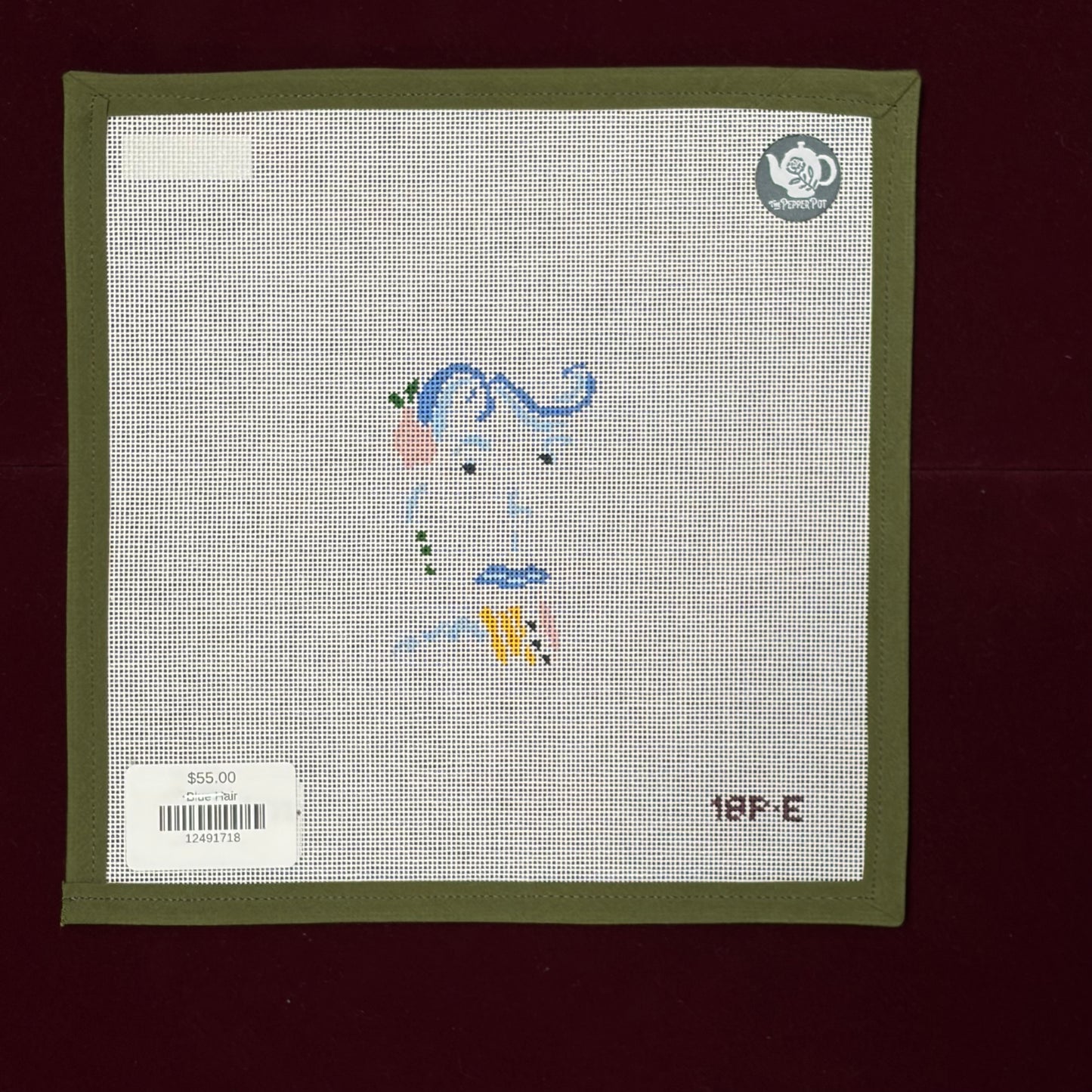 Blue Hair-Canvas-Plum Stitchery-The Pepper Pot