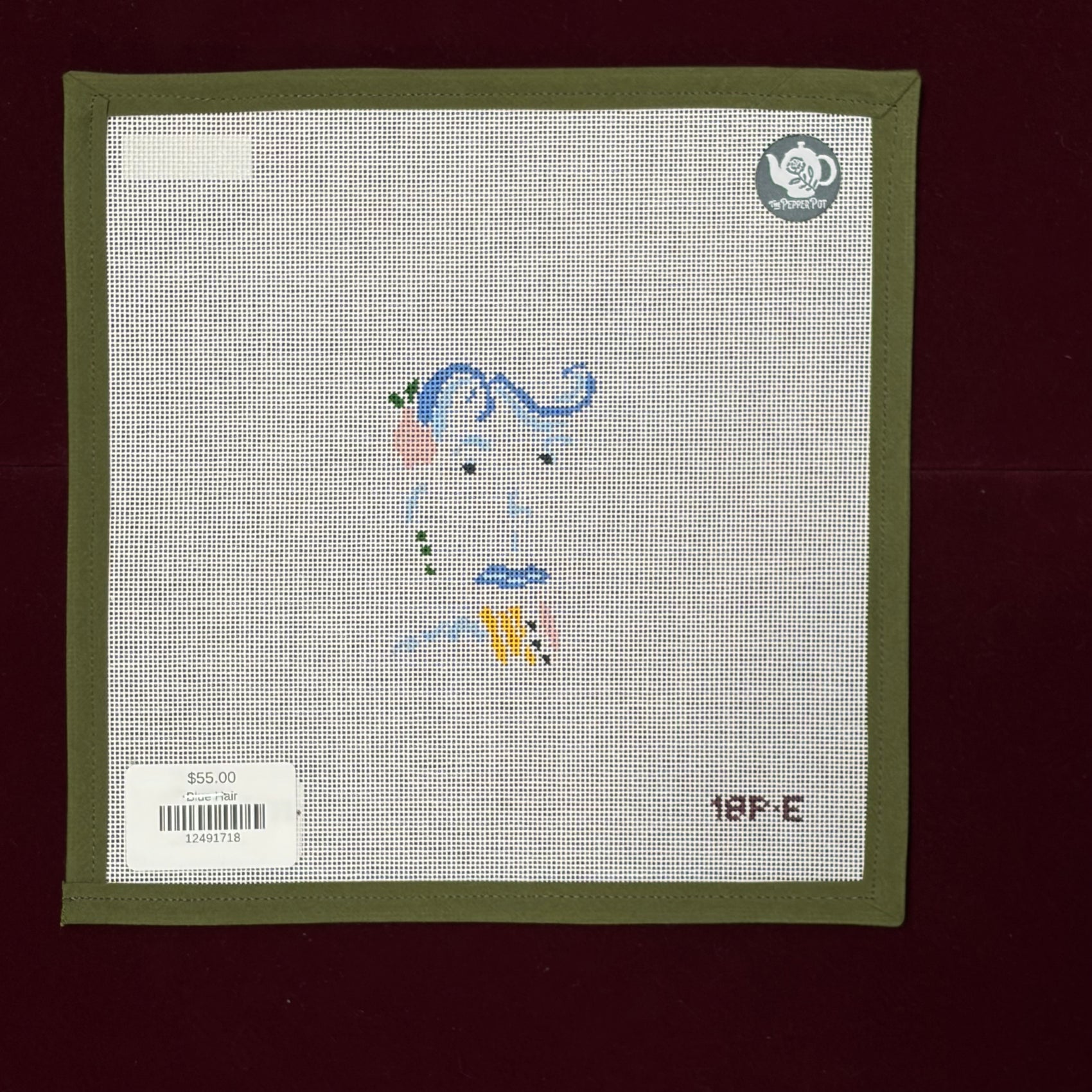 Blue Hair-Canvas-Plum Stitchery-The Pepper Pot