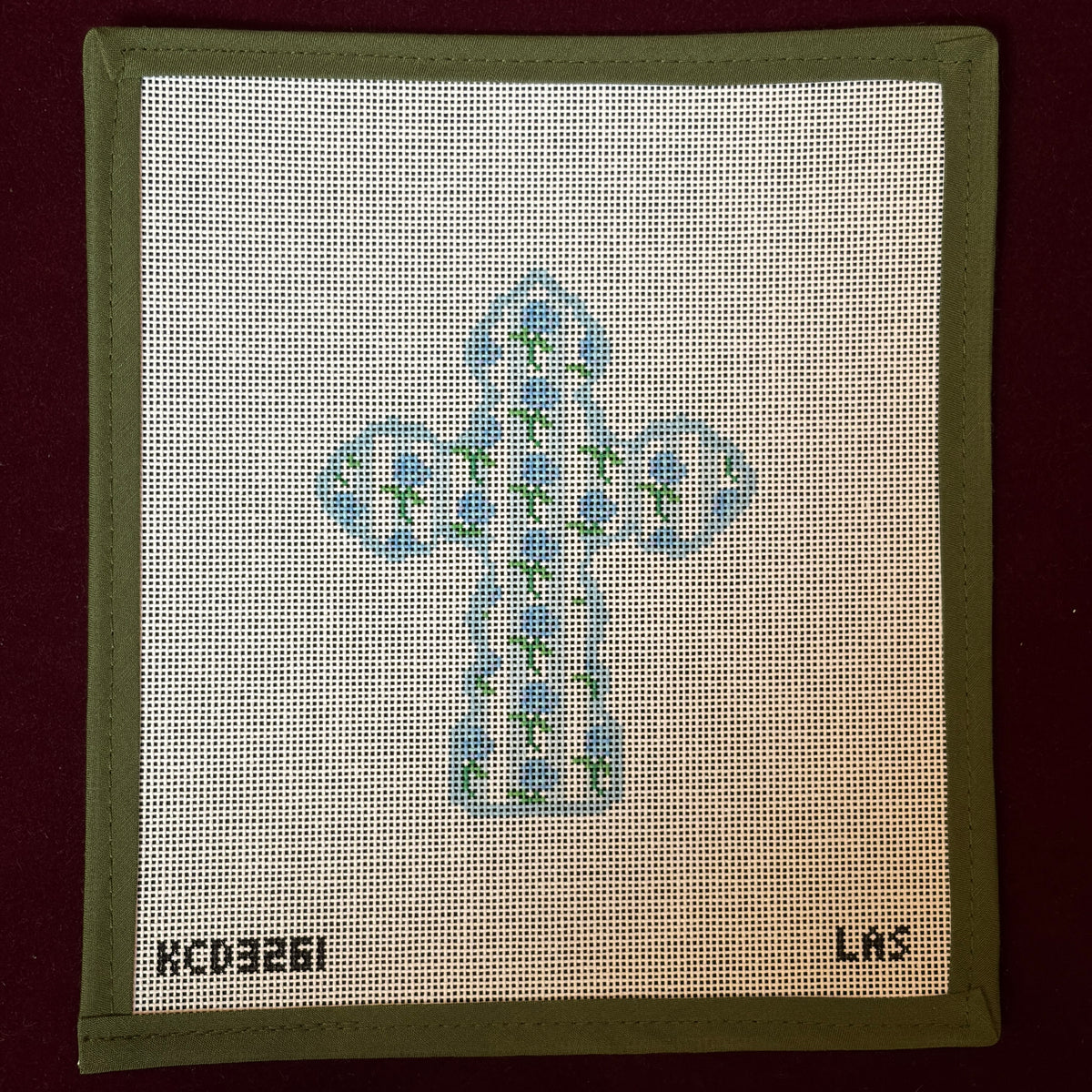 Blue Hydrangea Stripe Cross-Needlepoint Canvas-KCN Designers-The Pepper Pot Barrington, IL